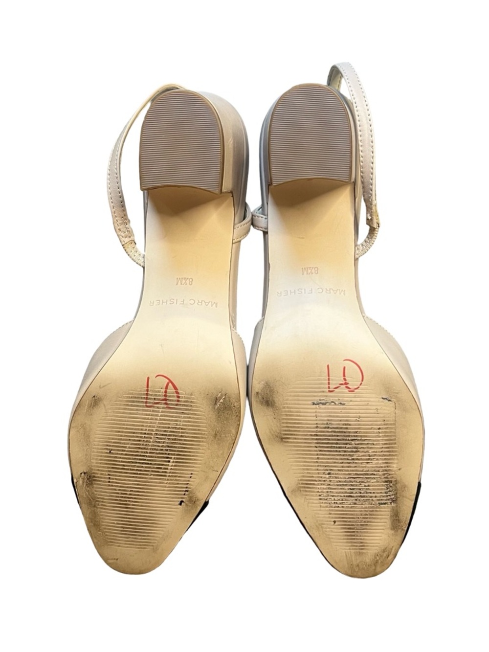 Marc Fisher Laynie Block Heel Slingback Pumps in Nude and Black - Picture 5 of 7